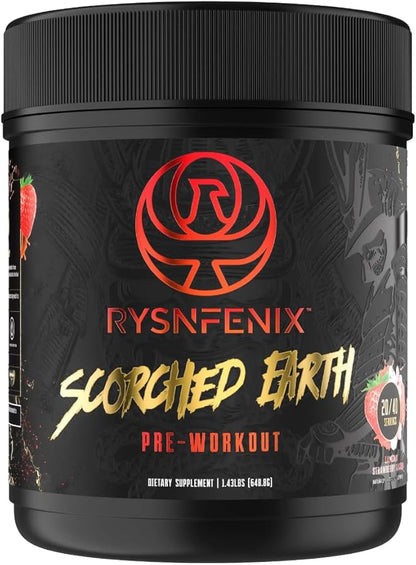 Scorched Earth Pre Workout Powder - Energy & Focus with Dual-Source Caffeine, Nootropics | Pumps from Citrulline, Beta Alanine, Nitrosigine®, GlycerPump™ (Strawberry)