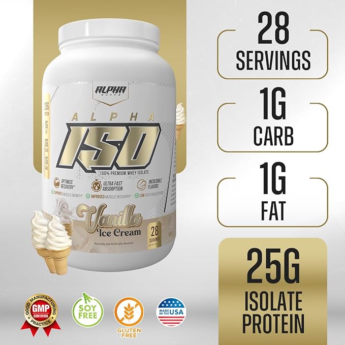ISO, Low Carb 100% Whey Protein Isolate Powder, 25 Grams Per Serving, Helps Support Muscle Growth, Low Sugar and Gluten Free (Vanilla Ice Cream, 2 lb)