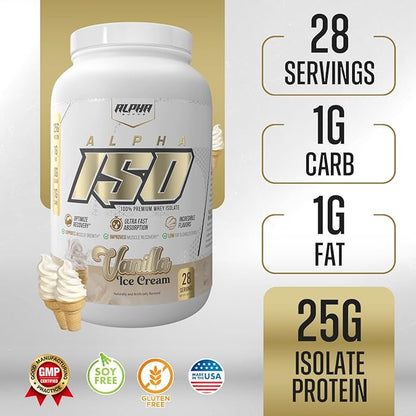ISO, Low Carb 100% Whey Protein Isolate Powder, 25 Grams Per Serving, Helps Support Muscle Growth, Low Sugar and Gluten Free (Vanilla Ice Cream, 2 lb)