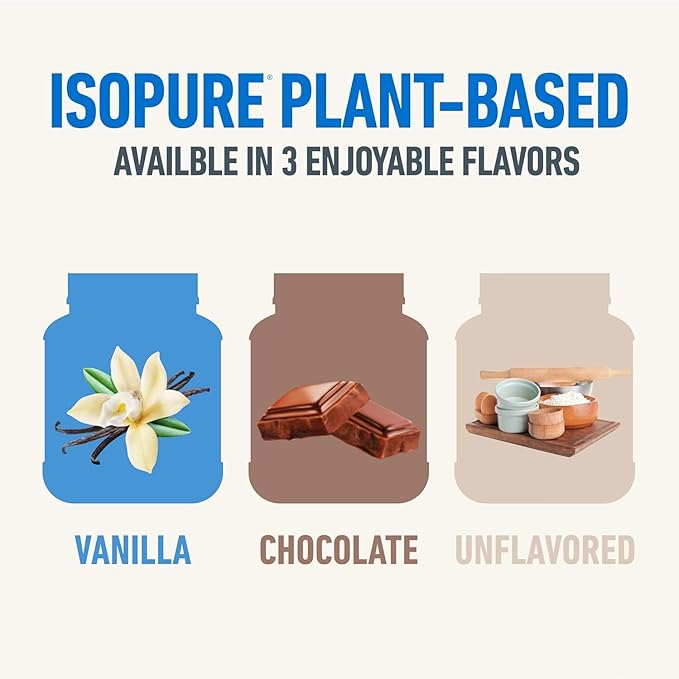 Isopure Vanilla Vegan Protein Powder, with Monk Fruit Sweetener & Amino Acids, Post Workout Recovery, Sugar Free, Plant Based, Organic Pea Protein, Dairy Free, 20 Servings (Packaging May Vary)