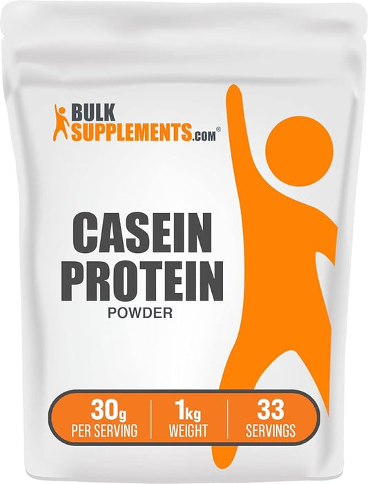 BulkSupplements.com Casein Protein Powder - Micellar Casein Powder, Protein Powder Casein, Casein Powder - Gluten Free & Soy Free, 30g per Serving, 1kg (2.2 lbs) (Pack of 1)