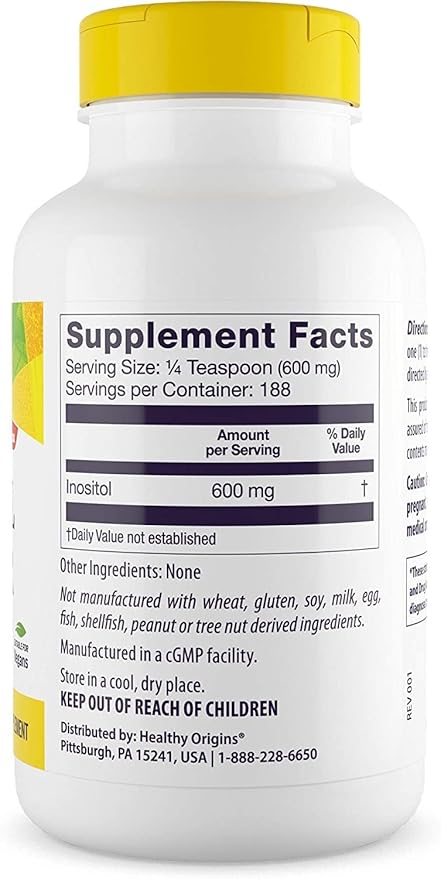 Healthy Origins Inositol Powder, 113.4 g - for Skin, Hair & Nail Health - Vitamin B8 Powder Supplement - Part of The B Complex Family - Vegan, Non-GMO & Gluten-Free Supplement - 4 Oz