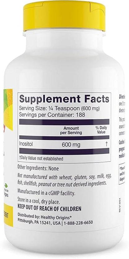 Healthy Origins Inositol Powder, 113.4 g - for Skin, Hair & Nail Health - Vitamin B8 Powder Supplement - Part of The B Complex Family - Vegan, Non-GMO & Gluten-Free Supplement - 4 Oz