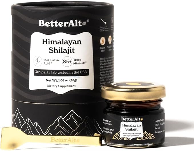BetterAlt Pure Himalayan Shilajit Resin High Potency for Men & Women| 75 Servings for Energy Boost & Immune Support, 85+ Trace Minerals, 75%+ Fulvic Acid, with Lab Test Report,400mg