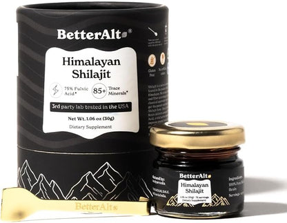 BetterAlt Pure Himalayan Shilajit Resin High Potency for Men & Women| 75 Servings for Energy Boost & Immune Support, 85+ Trace Minerals, 75%+ Fulvic Acid, with Lab Test Report,400mg