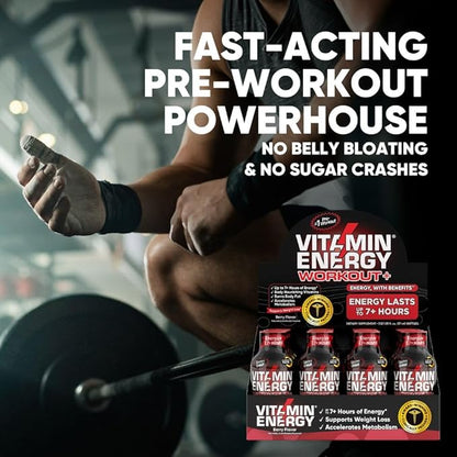 Pre Workout Vitamin Energy Drink - Keto Friendly Sugar Free Shots | Natural Clean Green Tea Caffeine with Proprietary Endurance Blend | Energize up to 7+ Hours - Berry - 1.93 Fl Oz (Pack of 24)