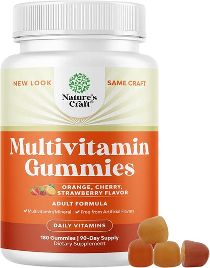 Potent Daily Multivitamin Gummies for Adults - Wellness Blend of Vitamin D A C E B12 Zinc and Biotin - Adult Vitamin Gummy for Energy and Immune Health - Non-GMO Gluten Free and Halal - 180 Gummies