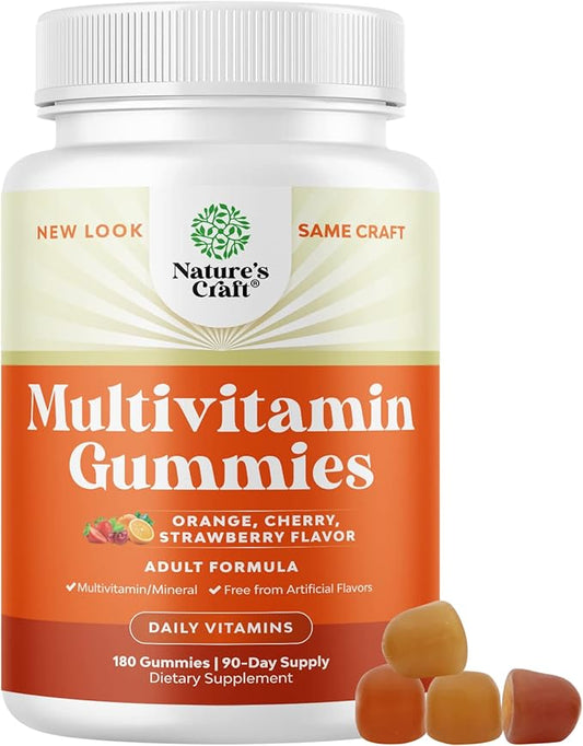 Potent Daily Multivitamin Gummies for Adults - Wellness Blend of Vitamin D A C E B12 Zinc and Biotin - Adult Vitamin Gummy for Energy and Immune Health - Non-GMO Gluten Free and Halal - 180 Gummies