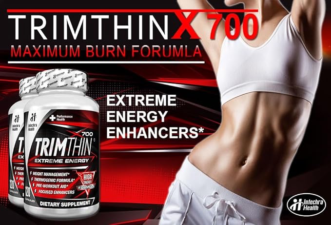 TrimThin® X700 Thermogenic Diet Pills with Maximum Energy Manufactured in USA 120 Capsules