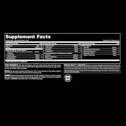 Animal Juiced Amino Acids - BCAA Powder EAA Matrix Plus Hydration with Electrolytes and Sea Salt Anytime Recovery and Improved Performance, Fruit Punch Flavor, 30 Servings