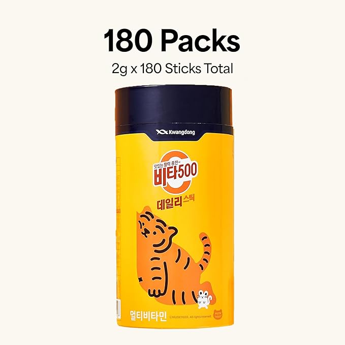 Vita500 Multivitamin Powder Daily Stick, Improve Strong Immune, & Energy Boost with Vitamin C 500mg, and Vitamin B Complex (180 Sticks of 500mg)