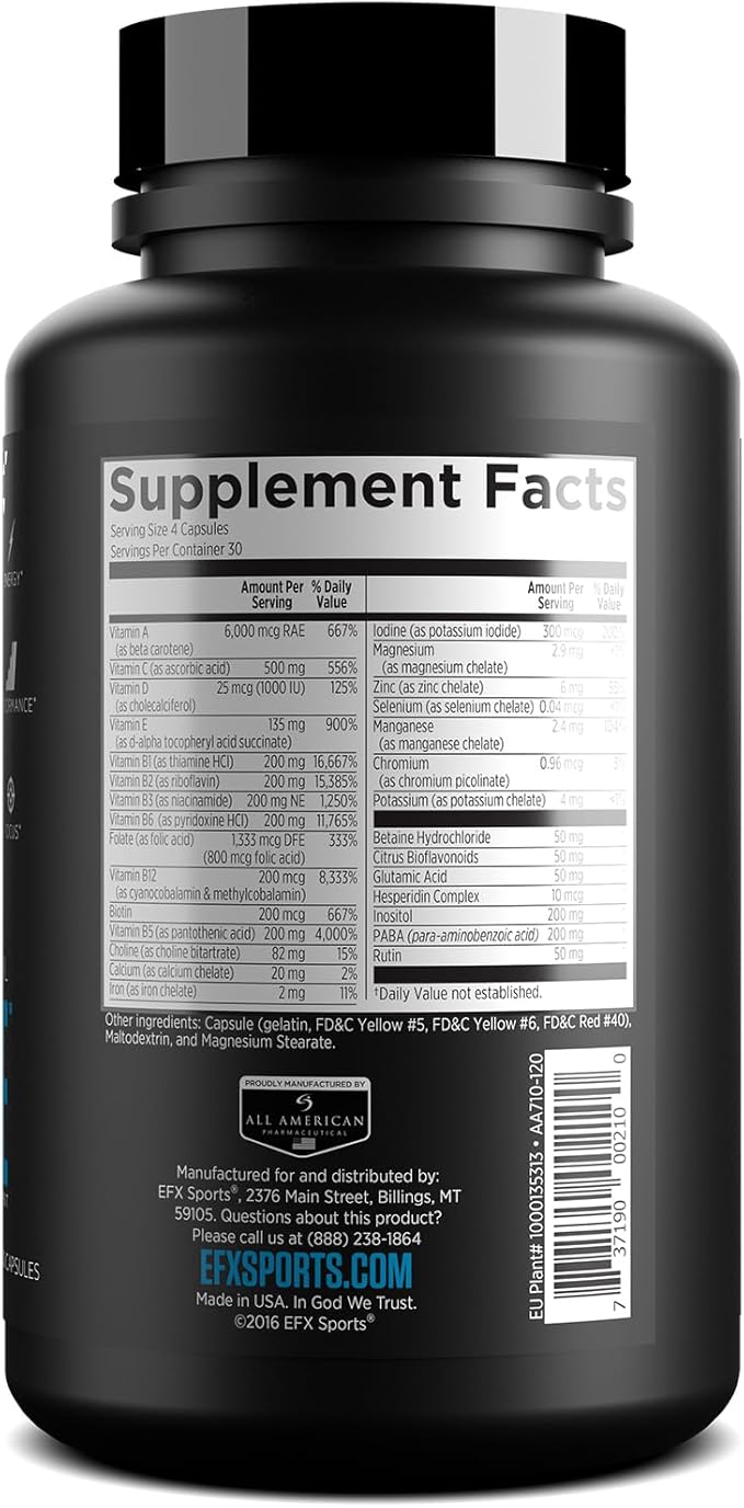 EFX Sports Vita Drive | Multivitamin Formulated for Athletes | Complex of Vitamins, Minerals, Micronutrients, & Antioxidants | 30 Servings, 120 Capsules