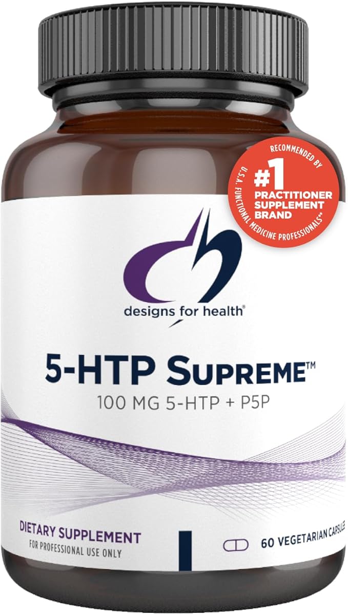 Designs for Health 5-HTP 100mg with Vitamin B6 (P-5-P) - 5-HTP Supreme 100 mg Supplement - Serotonin Precursors to Help Support Healthy Mood + Appetite (60 Capsules)