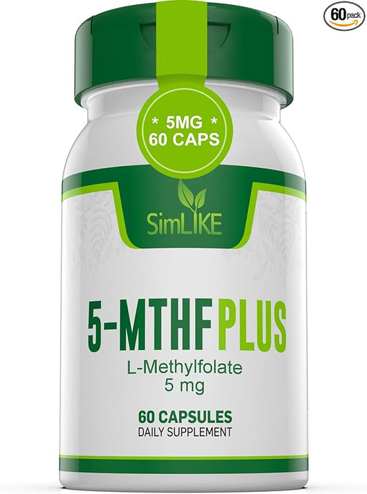 Active folate (5-MTHF) with Vitamins B Complex, B12, B2, and B6 - Supports methylation and Healthy Level of homocysteine - Gluten-Free, Dairy-Free, Soy-Free - 60 Capsules 5mg L-Methylfolate