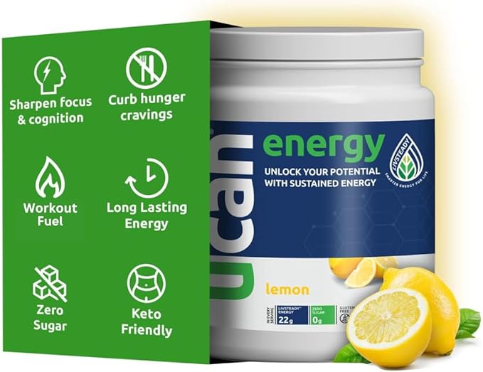 UCAN Energy Powder, Lemon, Keto, Sugar-Free Pre & Post Workout for Men & Women, Non-GMO, Vegan, Gluten-Free, Great for Runners, Gym-Goers and High Performance Athletes | 30 Servings (26.5 Ounces)
