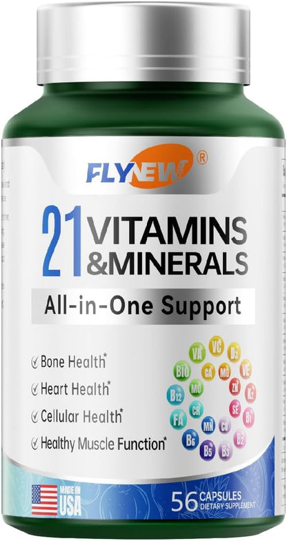 21 Vitamins &Minerals All-in-One Support, Multivitamin, Vitamin A, K2, D3,. Calcium, Zinc, Made in USA 20 Capsules