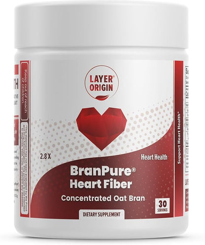 Layer Origin BranPure Super Concentrated Oat Bran Fiber Supplement - Heart Health Fiber, 1.5g Soluble Oat Beta-Glucan per Serving, Powder, 30 Servings