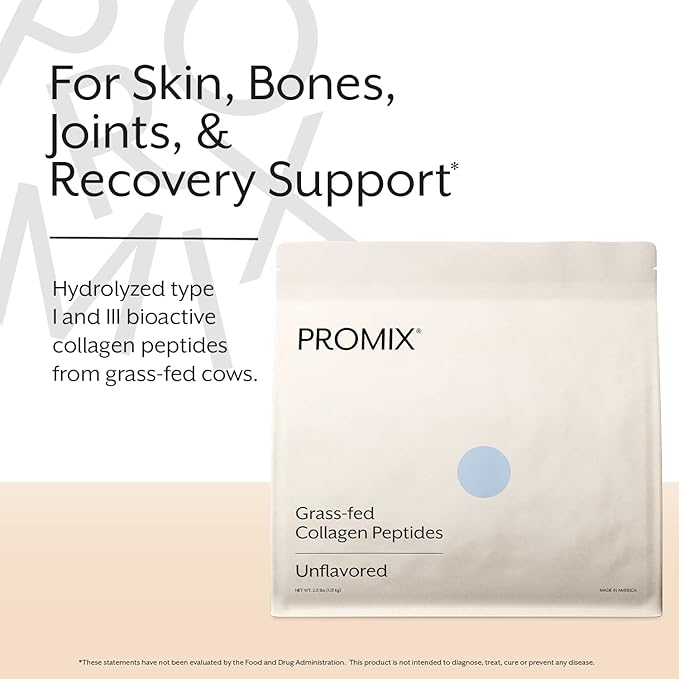 Promix Collagen Peptides, Unflavored - 5lb Bulk - Hydrolyzed Collagen Protein Promotes Healthy Skin, Bones, Joints & Recovery Support - Add to Shakes, Smoothies, Beverages & Baking recipes