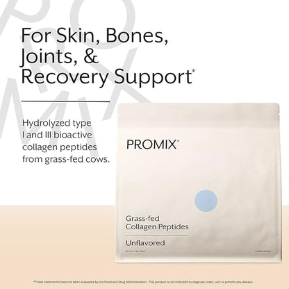 Promix Collagen Peptides, Unflavored - 5lb Bulk - Hydrolyzed Collagen Protein Promotes Healthy Skin, Bones, Joints & Recovery Support - Add to Shakes, Smoothies, Beverages & Baking recipes