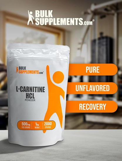 BulkSupplements.com L-Carnitine HCl Powder - Carnitine Supplement, Carnitine Powder, L-Carnitine 500mg - Unflavored & Gluten Free, 500mg per Serving, 5kg (11 lbs) (Pack of 5)