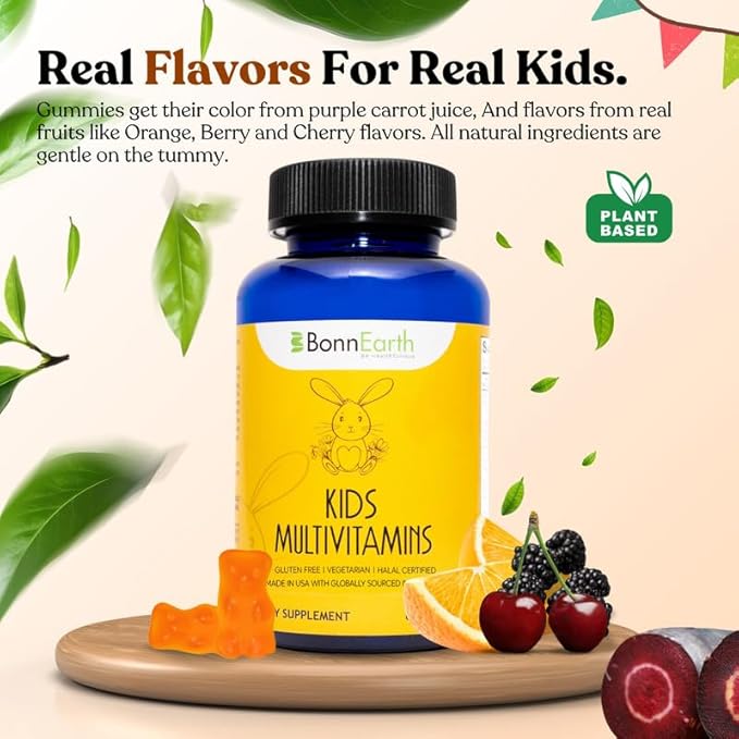 Kids Multivitamin Gummies – Easy to Chew, Delicious Multi-Flavored – Essential Vitamins A, B6, B12, C, D, E, Biotin, Iodine, Zinc – Kids Vitamins for Daily Nutritional Needs – 60 Gummies