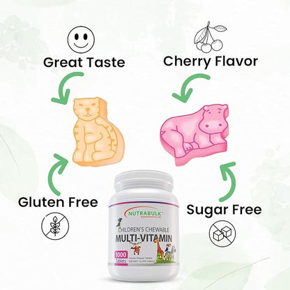 Children's Chewable Multi-Vitamin Tablets for Immune, Bone, and Brain Support - 6000 Count (6 Bottles of 1000)