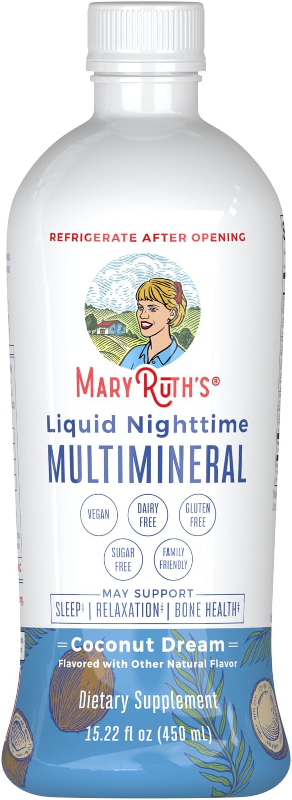 MaryRuth Organics Liquid Nighttime Multimineral Sleep Supplement | Sugar Free | Calm Magnesium Citrate | NO Melatonin | Calcium Magnesium Zinc | Available in 4 Flavors | Gluten Free | 15 Servings