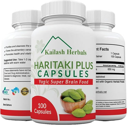 Organic Haritaki Capsules – 2420MG - Improves Digestion - Detoxification & Rejuvenation – Maintains Regularity - Brain Function- 100 Capsules Terminalia chebula | Vegan, Non-GMO