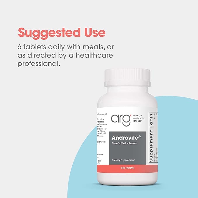 Optimox Androvite for Men - Magnesium Supplement for Men 500mg, Multimineral Supplement, Multivitamin Supplement, Vitamin C, Vitamin D3, Calcium-Free - 180 Count