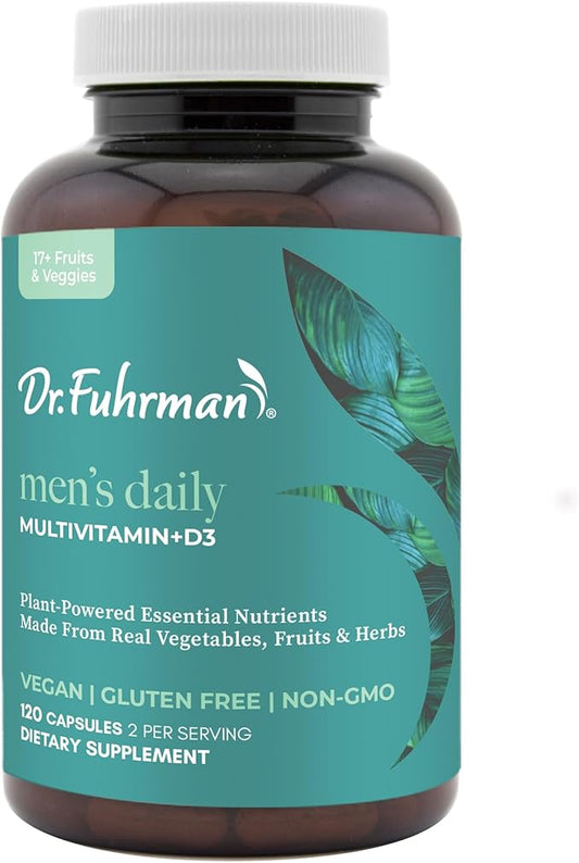 Dr. Fuhrman Daily Whole Food Multivitamin for Men - 120 Capsules, Vegan Formula for Optimal Health and Vitality, Specifically Designed for Men Over 50