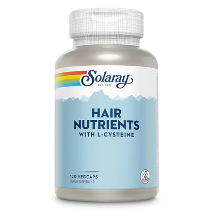 Solaray Hair Nutrients with L-Cysteine - Hair Vitamins with Biotin for Hair Growth Support - Hair Skin and Nails Vitamins for Women and Men - Lab Verified, 60-Day Guarantee - 60 Servings, 120 VegCaps
