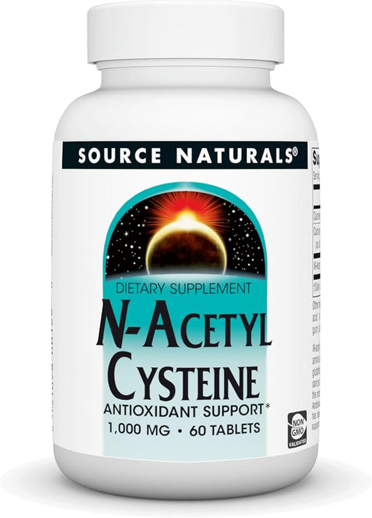 Source Naturals N-Acetyl Cysteine Antioxidant Support 1000 mg Dietary Supplement That Supports Respiratory Health* - 60 Tablets