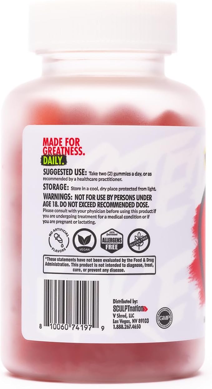 Sculpt Nation by V Shred Apple Cider Vinegar Gummies - Healthy Superfood Snack, Metabolism and Digestion Support - 60 ACV Keto Gummies