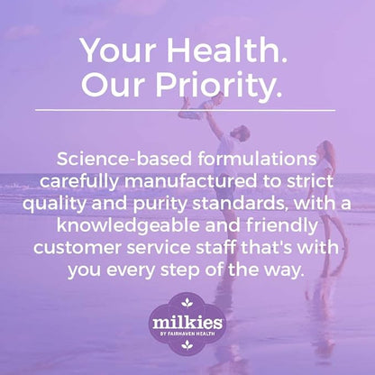 Milkies Fairhaven Health Nursing Postnatal Vegetarian Supplement for Breastfeeding Women with Vitamin D and B, Nutritious Breast Milk Multivitamin - Gluten and Dairy Free - 1 Month Supply