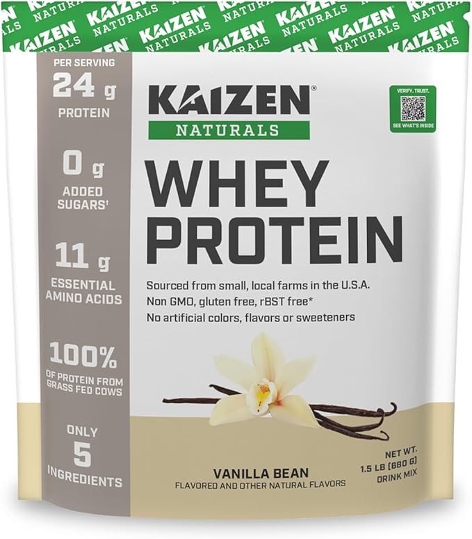 Whey Protein. Grass-fed Whey, Lactose Free, Gluten Free, Non-GMO, No Artificial Ingredients, 5.7g BCAA, 2.7g Leucine, EAA 11.9, Locally Sourced/Minimal Ingredients, 22 Servings, 1.5lb