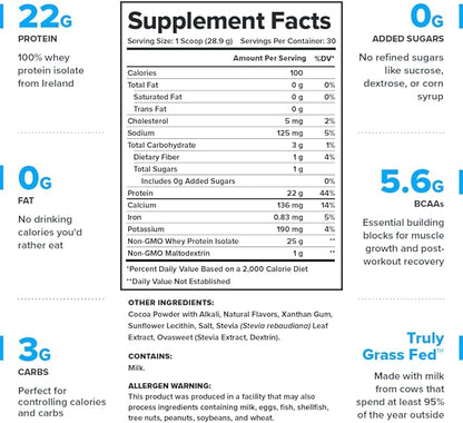 LEGION Whey+ Chocolate Whey Isolate Protein Powder from Grass Fed Cows - Non-GMO, Lactose Free, Sugar Free, Natural Whey Protein Isolate 30 Servings