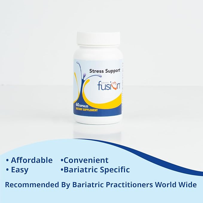 Bariatric Fusion Stress Support* | Vegan Supplement with Magnesium and Ashwagandha | Daily Vitamin for Women and Men | Gluten, Dairy and Soy Free | Non-GMO | 60 Capsules