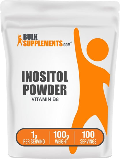 BulkSupplements.com Inositol Powder - Inositol Supplement, Vitamin B8 Powder, Inositol 1000mg - Unflavored & Gluten Free, 1000mg per Serving, 100g (3.5 oz) (Pack of 1)