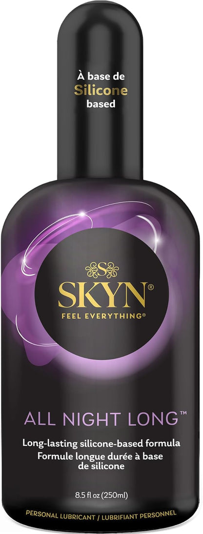 SKYN All Night Long Silicone-Based, Long Lasting Lube (8.5 oz) for Men, Women and Couples, Safe with Latex and Non-Latex Condoms