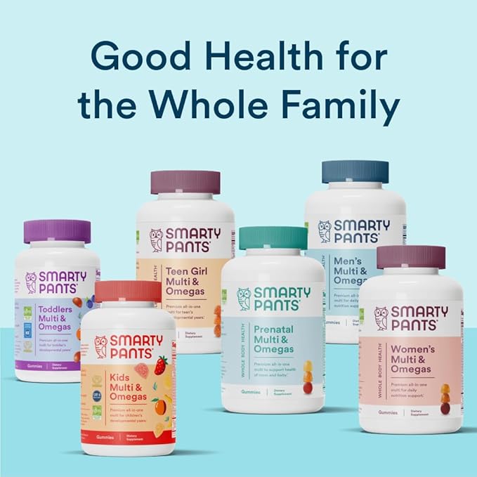 SmartyPants Teen Guy Multivitamin Gummies: Omega 3 Fish Oil (EPA/DHA), Vitamin D3, C, Vitamin B12, B6, Vitamin A, K & Zinc, Gluten Free, Three Fruit Flavors, 90 Count (22 Day Supply)