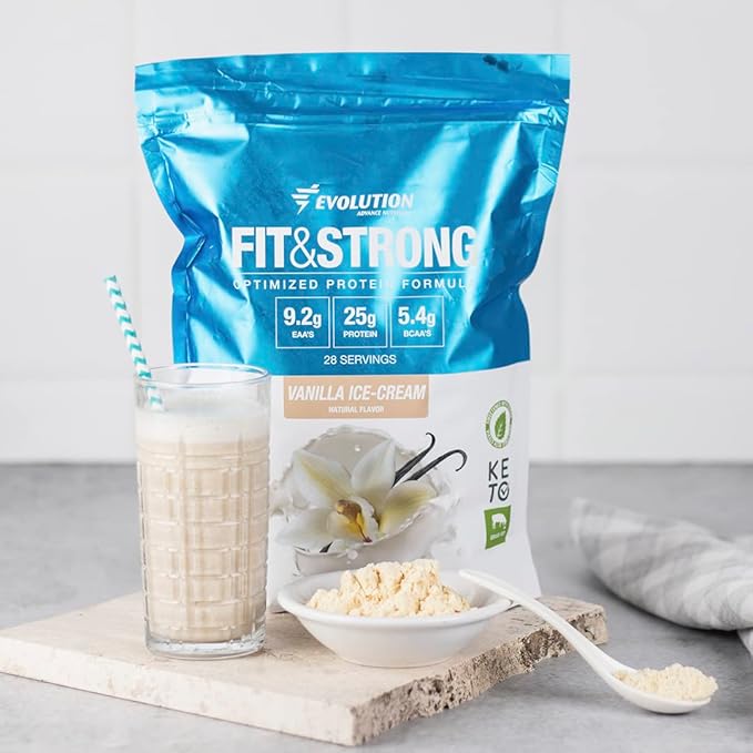 Evolution Advance Nutrition Fit & Strong - Pure Whey Protein Powder with BCAA, 100% Grass-Fed, Quick Absorbing and Fast Digesting for Optimal Muscle Recovery, Natural Flavor – 2 Pounds (Vanilla)