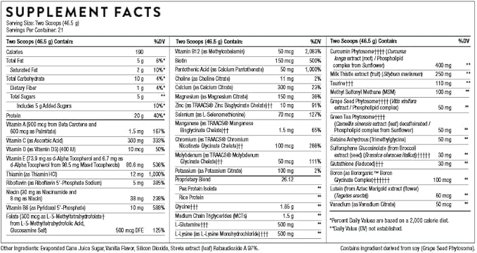 THORNE MediClear-SGS - Foundational Support, Eliminate Environmental and Dietary Toxins - Rice and Pea Protein-Based Drink Powder with a Complete Multivitamin-Mineral Profile - Vanilla - 34.4 Oz