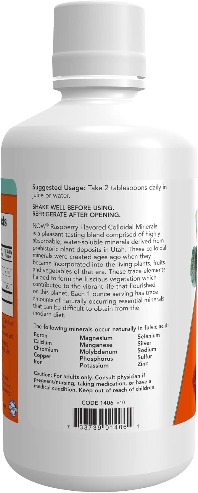 NOW Foods Supplements, Colloidal Minerals Liquid, Plant Derived, Essential Trace Minerals, Raspberry, 32-Ounce