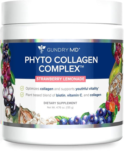Gundry MD Phyto Collagen Complex, Strength Supporting Multivitamin Powder Supplement with Vitamin C, Amino Acids, and Polyphenols - Strawberry Lemonade (30 Servings)
