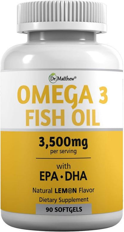 Omega 3 Fatty Acid Supplements. Burpless Fish Oil 3000mg High EPA DHA for Women & Men. Odorless, No Burp, Mercury Free Omega 3 Capsules.