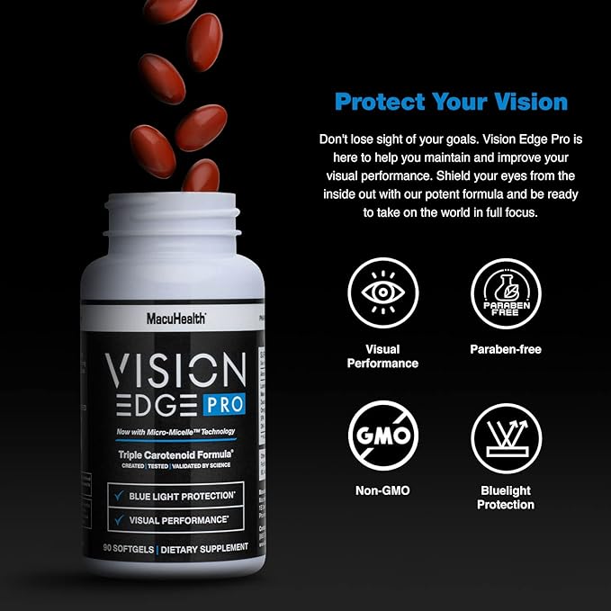 Eye Supplement for Athletes; Formula with Lutein, Zeaxanthin, and Meso-Zeaxanthin, Eye Supplements Omega 3, Essential Carotenoids for Eyes - (90 Softgels, 3 Month Supply)