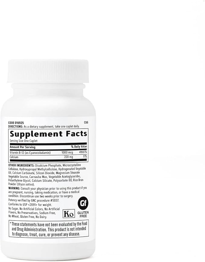 GNC Vitamin B-12 1000mcg, 90 Caplets, Supports Energy Production