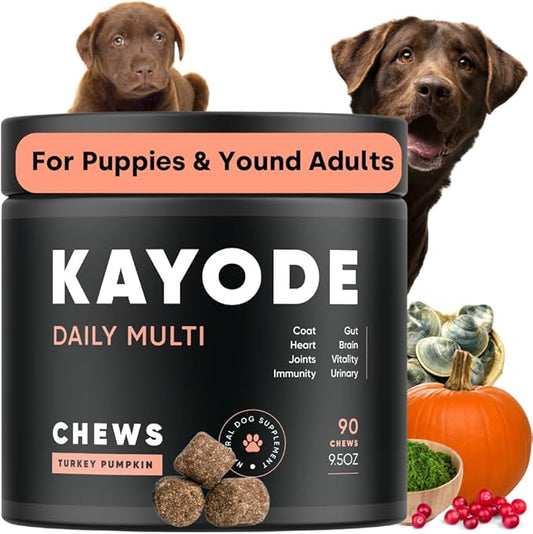 Kayode Daily Multi - Dog Multivitamin & Superfood Chew. Fill Nutrient Gaps. Helps Joints, Digestion, Heart, Brain, Urinary & More. Add Nutrients Dog Food Misses. Great for Puppies Too.