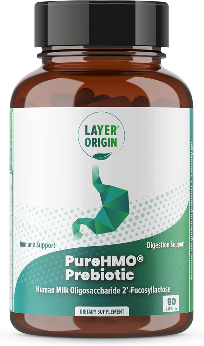 Layer Origin | PureHMO Human Milk Oligosaccharide (HMO 2'-FL) Prebiotic - Feed 180 Billion Probiotics/Serving, 30-Day Supply