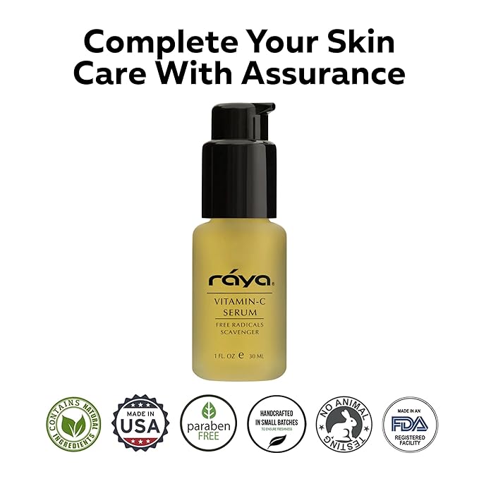 RAYA Advanced Anti-Aging Face Serum | Radiance-Boosting, Lightening Serum for All Skin Types | Vitamin C Skincare Serum for Discoloration Correction & Complexion Improvement | Face Serums